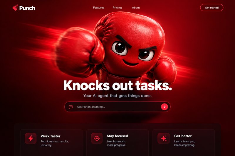 AI agent landing page design
