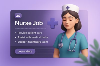 3D Nurse Job Illustration with Modern Design Elements