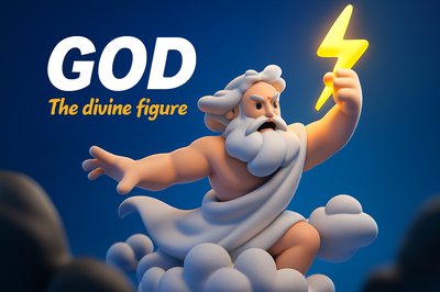 Dynamic 3D Illustration of God as a Powerful Figure