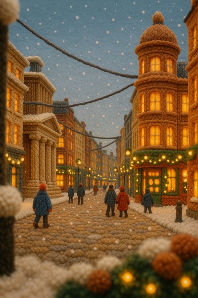 Cozy Winter Knitting Scene in Merchant City, Glasgow