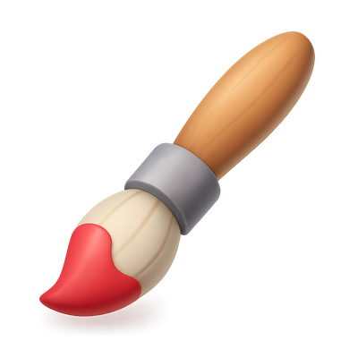 Stylized 3D Art Brush Icon with Volumetric Design