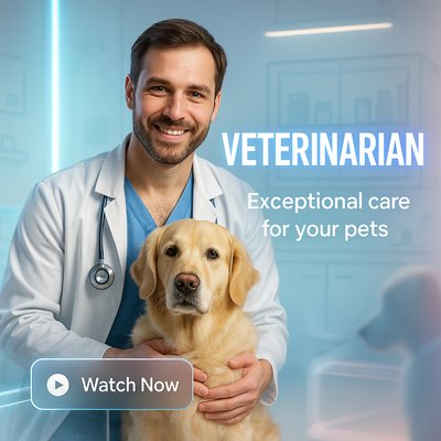 Veterinarian Promotional Image Featuring Pet Care Services