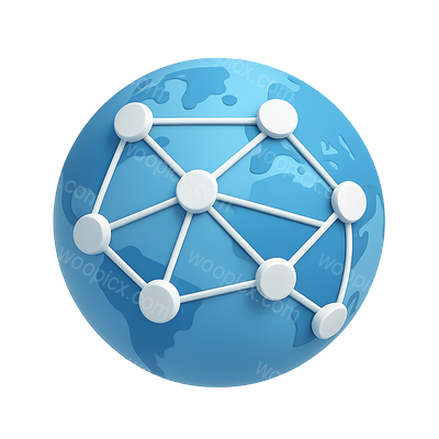 3D Network Globe with Connected Nodes in Isometric View