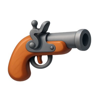 Stylized 3D Icon of a Vintage Pistol