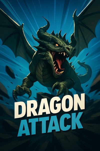 Dynamic Dragon Attack Illustration with Bold Typography