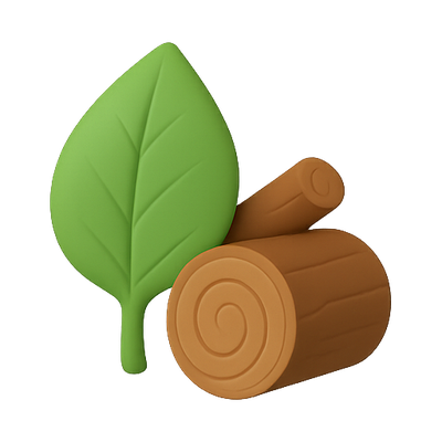 Stylized Leaf and Log Icon Representing Nature