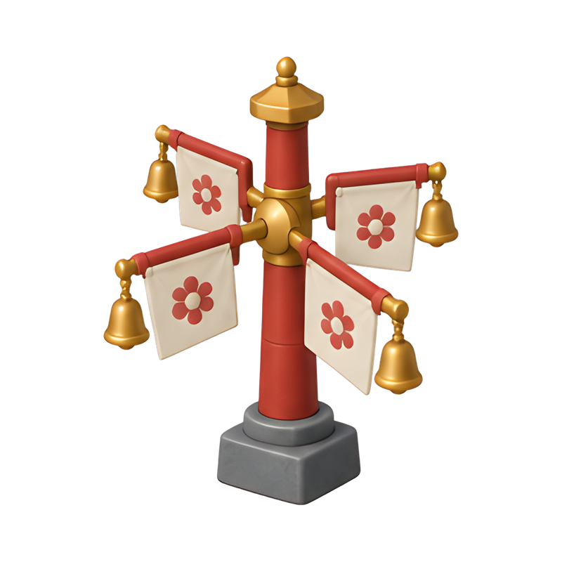 windmill temple with bells