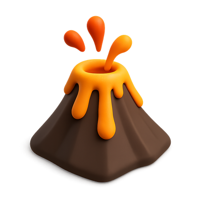 Colorful Cartoon Volcano Eruption Illustration