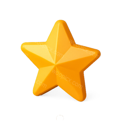Stylized 3D Yellow Star Icon with Geometric Design
