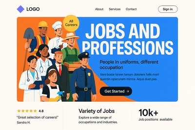 Vibrant Landing Page Design for Jobs and Professions