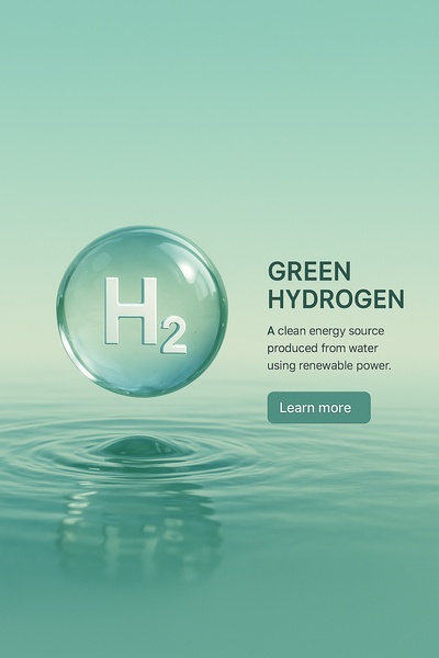 Realistic 3D Scene of Green Hydrogen Bubble in Water