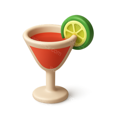 Stylish 3D Cocktail Icon with Garnish