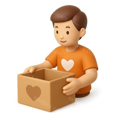 3D Volunteer Icon with Heart Symbol in Isometric View