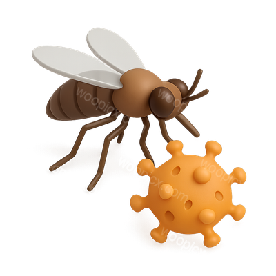 Stylized Bee Interacting with Virus Illustration