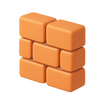 3D Render of a Stylized Brick Wall Segment