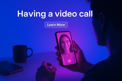 Vibrant Neon Video Call Scene with Glowing Effects