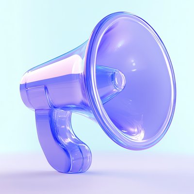 3D Render of a Transparent Megaphone in Soft Colors