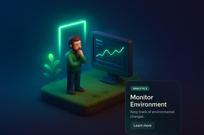 Neon Perspective: 3D Scene with Analytics Focus