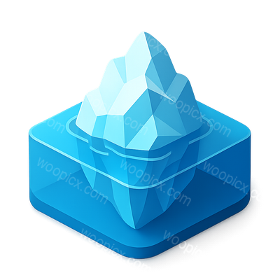Stylized 3D Iceberg Icon with Isometric Design