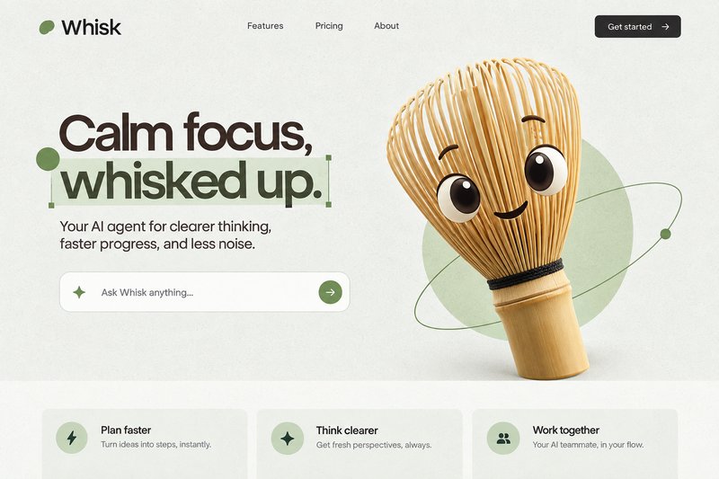 Engaging AI agent landing page