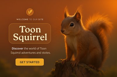 Charming Toon Squirrel Welcome Banner for Website