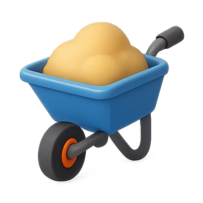 3D Render of a Wheelbarrow Filled with Soil