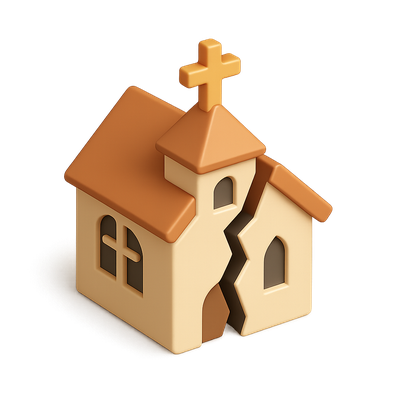 3D Render of a Broken Church Icon