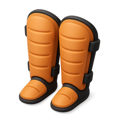 Stylish 3D Orange Sports Shin Guards Icon