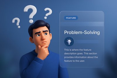 Young Man Contemplating Problem Solving with Graphic Elements