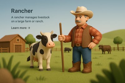 Detailed 3D Illustration of a Rancher in a Farm Setting