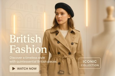 Fashion Promotional Banner Highlighting British Style
