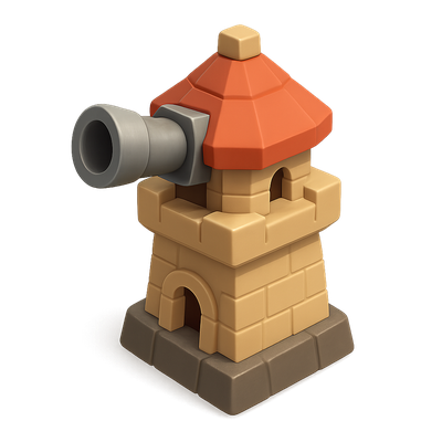 Stylized 3D Tower Icon with Isometric Design