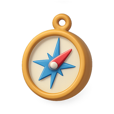 3D Compass Icon with Vibrant Colors