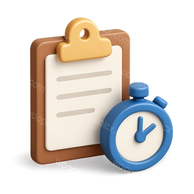 3D Isometric Clipboard and Timer Icon Design