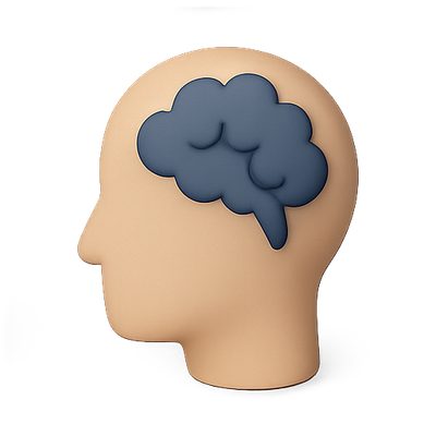 Stylized Head with Brain Illustration for Mental Health Concepts