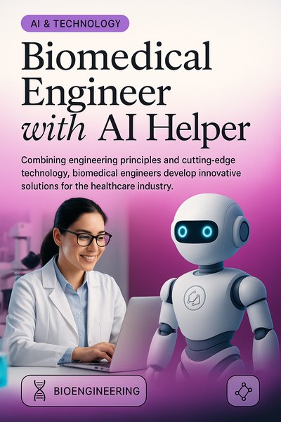 Biomedical Engineer Collaborating with AI Technology for Healthcare