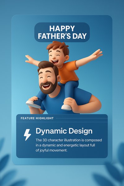 Creative Father's Day 3D Illustration for Social Media Posts