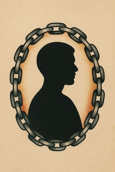 Silhouette Enclosed by Chains Tattoo Design