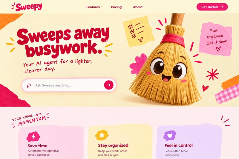 AI agent landing page design