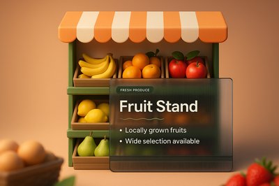 Colorful 3D Fruit Stand Displaying Fresh Produce