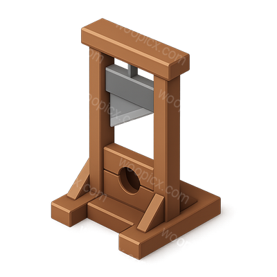 3D Isometric Guillotine Icon with Volumetric Design