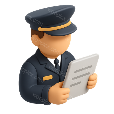 3D Icon of Uniformed Person Holding Document