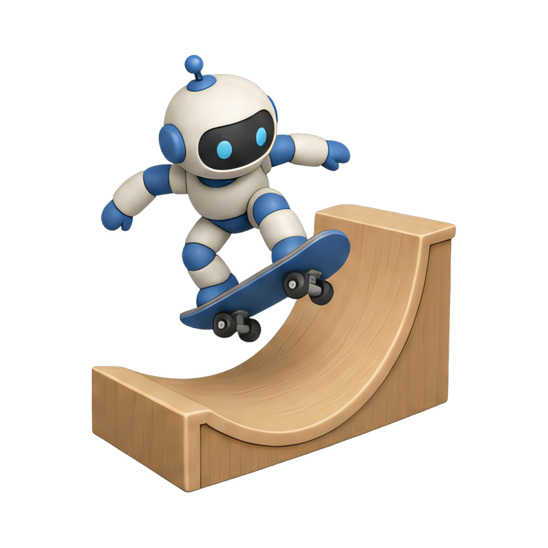 robot on a skateboard ramp