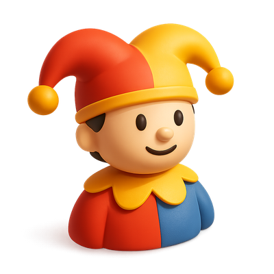 Colorful 3D Jester Icon with a Playful Expression
