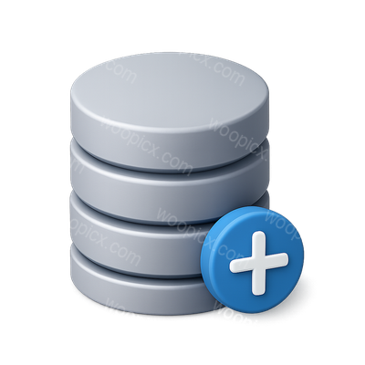 Stylized 3D Database Icon with Stacked Disks
