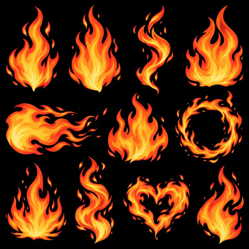 cartoon flame design elements