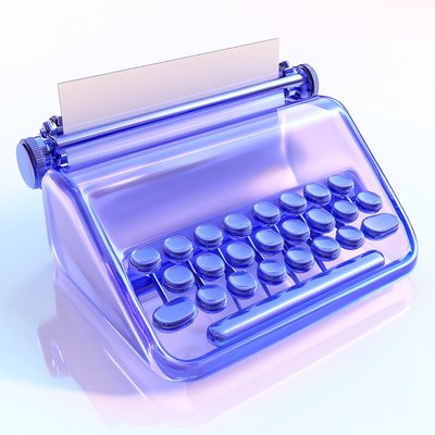 Stylized Blue Vintage Typewriter 3D Render
