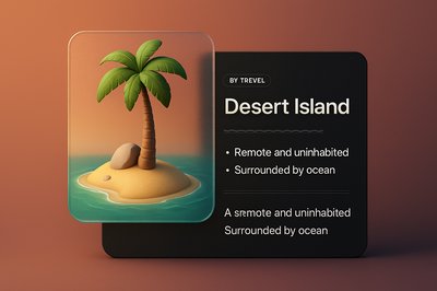 Stunning 3D Illustration of a Desert Island with Informative Blocks