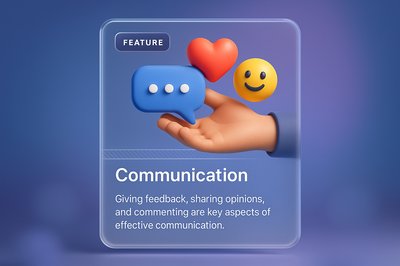 3D Communication Elements with Heart and Emoji