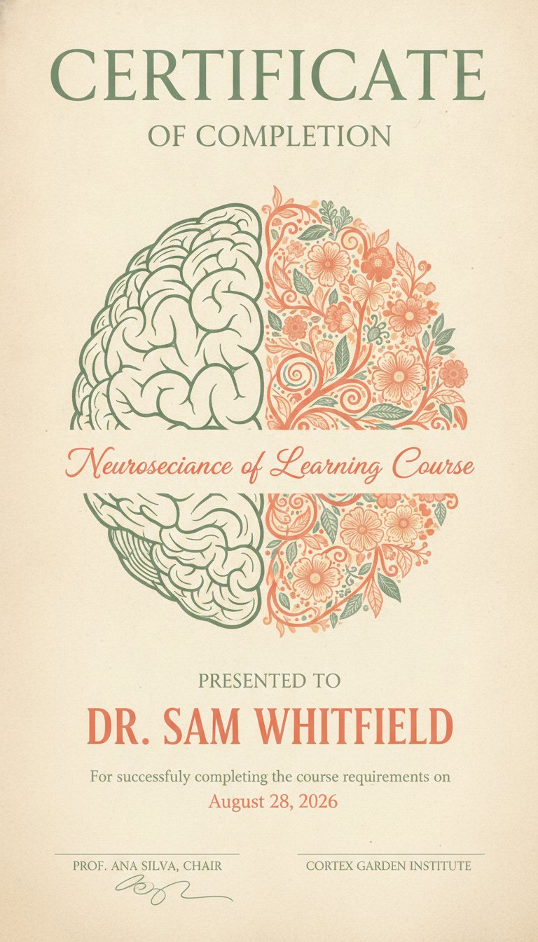 Botanical brain certificate design